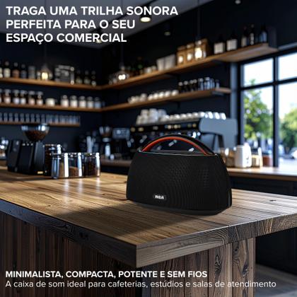 Imagem de Caixa de Som Portátil Boombox RCA Bluetooth 90W IPX5 Luzes LED RGB Potente Design Minimalista Elegante FR316