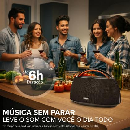 Imagem de Caixa de Som Portátil Boombox RCA Bluetooth 90W IPX5 Luzes LED RGB Potente Design Minimalista Elegante FR316