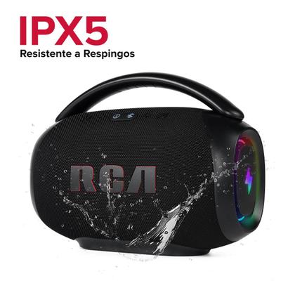Imagem de Caixa de Som Portátil Boombox RCA Bluetooth 90W IPX5 Luzes LED RGB Potente FR213 Mini