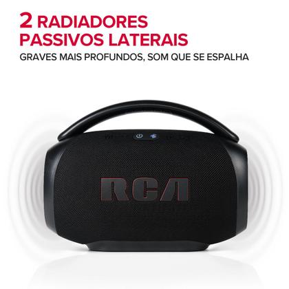 Imagem de Caixa de Som Portátil Boombox RCA Bluetooth 90W IPX5 Luzes LED RGB Potente FR213 Mini