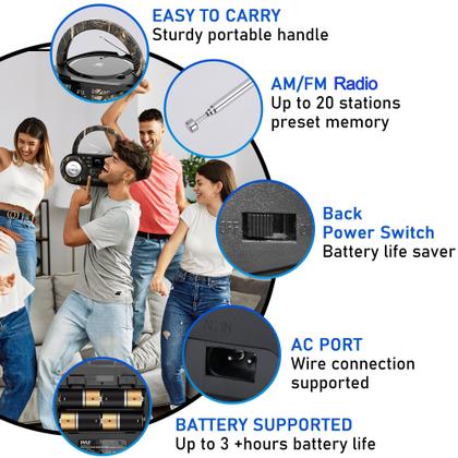 Imagem de Caixa de Som Portátil com Bluetooth e Leitor de CD Pyle PHCD59.5
