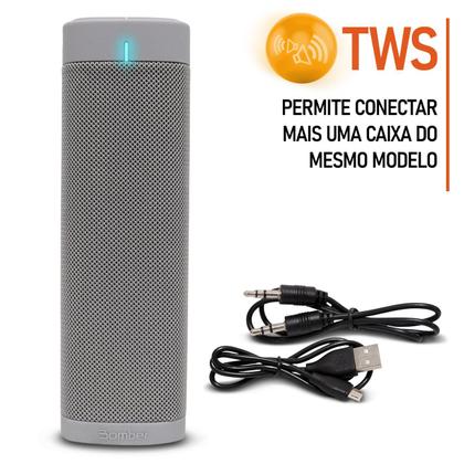 Imagem de Caixa de Som Portátil My Bomber Smart Silver 10W Bluetooth USB com LED com Case para Transporte