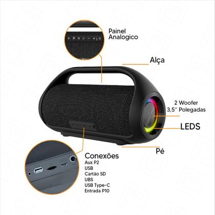 Imagem de Caixa de Som Portatil Philco Extreme PBS220BT Bluetooth LED 220w 