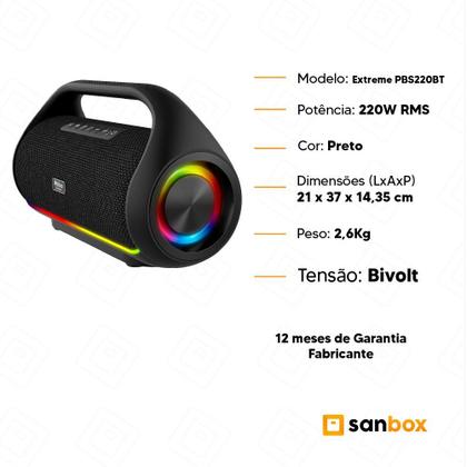 Caixa de Som Portatil Philco Extreme PBS220BT Bluetooth LED 220w