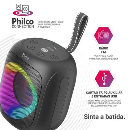 Imagem de Caixa de Som Portátil Speaker Philco PBS30 Flash Lights Bluetooth V5.1 30W