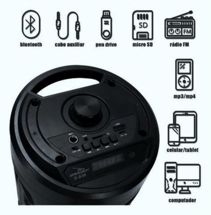 Imagem de Caixa De Som Portátil Torre Bluetooth Rádio Fm Mp3 Pen Drive Usb Sd Microfone Controle Bateria Led Rgb Grasep