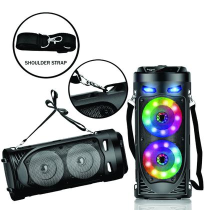 Imagem de Caixa De Som Portátil Torre Bluetooth Rádio Fm Mp3 Pen Drive Usb Sd Microfone Controle Bateria Led Rgb Grasep