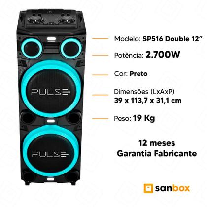 Caixa de Som Pulse Torre Sp516 Double 12
