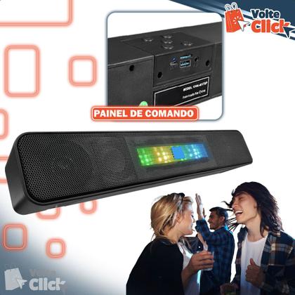 Imagem de Caixa de Som Rádio Bluetooth Portátil 14W com TF e Rádio FM com Luzes Coloridas
