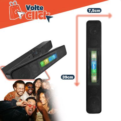 Imagem de Caixa de Som Rádio Bluetooth Portátil 14W com TF e Rádio FM com Luzes Coloridas