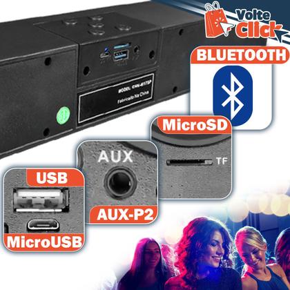 Imagem de Caixa de Som Rádio Bluetooth Portátil 14W com TF e Rádio FM com Luzes Coloridas