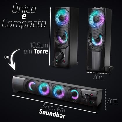 Imagem de Caixa de som Soundbar e Subwoofer para PC e Notebook Multimídia smart 12W Usb P2 com Led