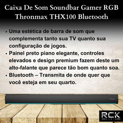 Imagem de Caixa De Som Soundbar Gamer RGB Thronmax THX100 Bluetooth