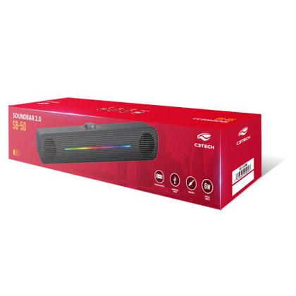 Imagem de Caixa de som soundbar led rgb 2.0 p2 usb 6w rms para computador, tv, notebook - c3tech