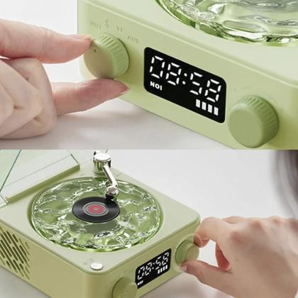 Imagem de Caixa de Som Toca Disco Vinil Vitrola Retro Bluetooth Cartao Tf Iluminaçao Musica Usb Portatil Decoraçao Vintage Luminaria Musical Recarregavel