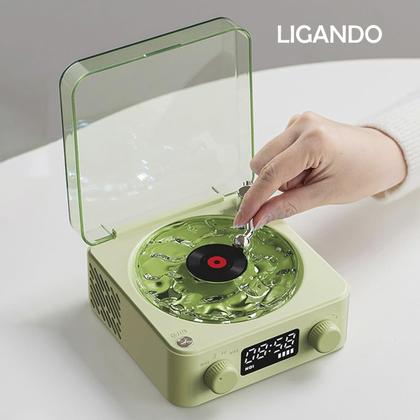 Imagem de Caixa de Som Toca Disco Vinil Vitrola Retro Bluetooth Cartao Tf Iluminaçao Musica Usb Portatil Decoraçao Vintage Luminaria Musical Recarregavel