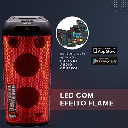 Imagem de Caixa de Som Torre Bluetooth Amplificada Polyvox TWS Full Led 2000W para Festas