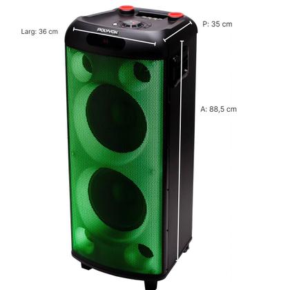 Imagem de Caixa de Som Torre Bluetooth Amplificada Polyvox TWS Full Led 2000W para Festas