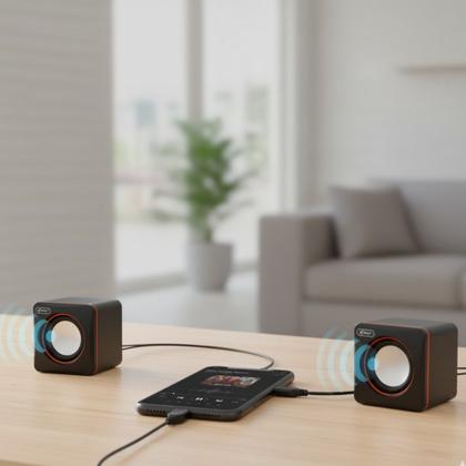 Imagem de Caixa de Som USB 2.0 Lehmox com Som Estéreo Potente para PC, Notebook, Celular e Tablet