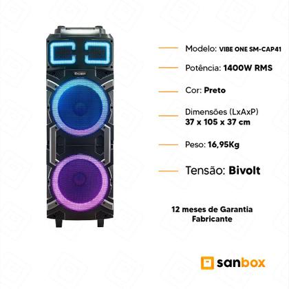 Caixa de Som Vibe One SM-Cap41 Sumay 1400W - 1 Microfone - Caixas