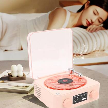 Imagem de Caixa de Som Vitrola Disco Bluetooth Usb Recarregavel Cartao Memoria TF Musica Som Luzes Led Discos Vinil Vintage Retro Iluminaçao Decoraçao Alto Fala