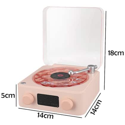 Imagem de Caixa de Som Vitrola Disco Bluetooth Usb Recarregavel Cartao Memoria TF Musica Som Luzes Led Discos Vinil Vintage Retro Iluminaçao Decoraçao Alto Fala