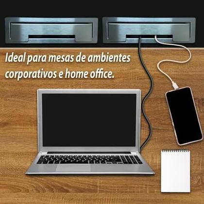 Imagem de Caixa de Tomada Retrátil Embutir 3 Tomadas 10A em Aço Inox Cozinha e Escritório