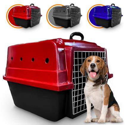 Imagem de Caixa de Transporte Cachorro Grande Reforçada N4 Até 24kg Com Bico Bebedouro