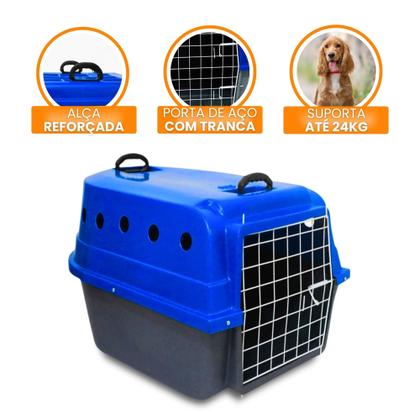 Imagem de Caixa de Transporte Cachorro Grande Reforçada N4 Até 24kg Com Bico Bebedouro