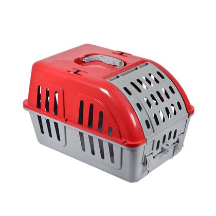 Imagem de Caixa de Transporte Cachorro Porte Pequeno Gato e Coelho Pet Viagem e Passeio - Vermelho