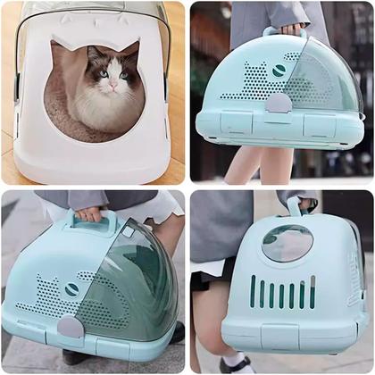 Imagem de Caixa de Transporte para Pets Caixa de Areia Higiênica Gatos - Verde
