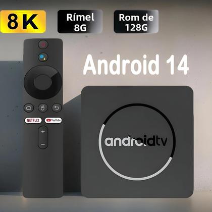 Imagem de Caixa De TV Inteligente Q10 Com 128G, Wi-Fi Duplo, Android 14, 8K HDR10+, Media Player E Assistente