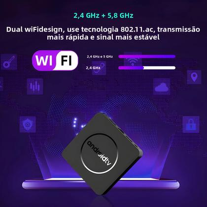 Imagem de Caixa De TV Inteligente Q10 Com 128G, Wi-Fi Duplo, Android 14, 8K HDR10+, Media Player E Assistente
