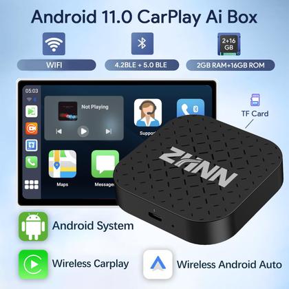 Caixa de Vídeo Multimídia Carplay AI Box ZHNN com Android 11 para
