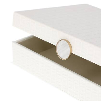 Imagem de Caixa Decorativa Branco e Dourado 32,5x23x8,5cm