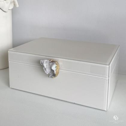 Imagem de Caixa Decorativa Off White Com Pedra