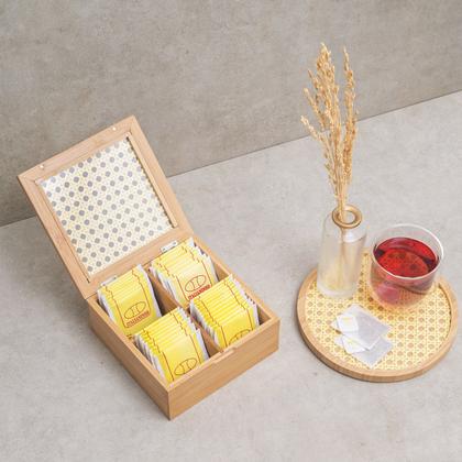 Imagem de Caixa Decorativa Palha Indiana e Bambu 4 Nichos