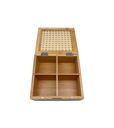 Imagem de Caixa Decorativa Palha Indiana e Bambu 4 Nichos