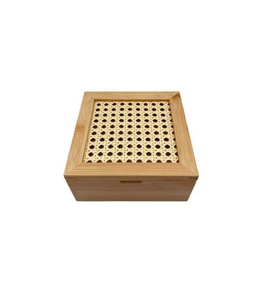 Caixa Decorativa Palha Indiana e Bambu 4 Nichos - Oikos Imagem de Caixa Decorativa Palha Indiana e Bambu 4 Nichos