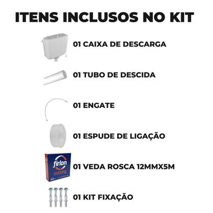 Imagem de Caixa Descarga Elevada 6,8 À 9L Branca + Tubo Descida +