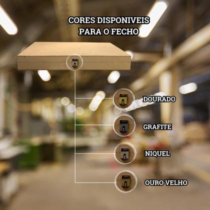 Imagem de Caixa Dobradiça Organizadora com Fecho Personalizado Kit 3 Unidades 36x21x5 Mdf Madeira