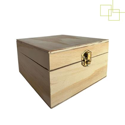 Imagem de Caixa em Pinus Natural com Fecho Box Cesta Surpresa Presente 25X25X10