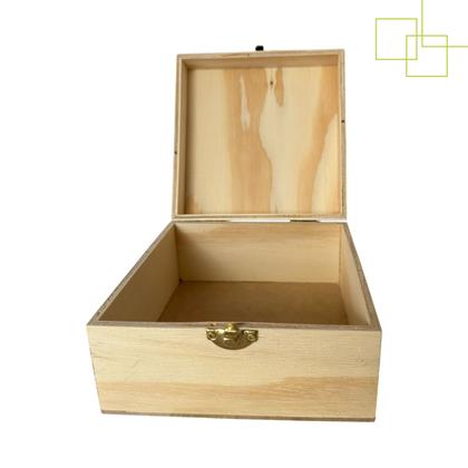Imagem de Caixa em Pinus Natural com Fecho Box Cesta Surpresa Presente 25X25X10