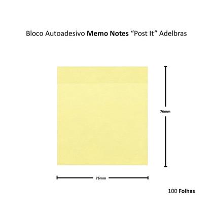 Imagem de Caixa Fechada Com 72 Blocos Autoadesivos Memo Notes 76x76mm 100 Folhas Recados Anotações Revenda