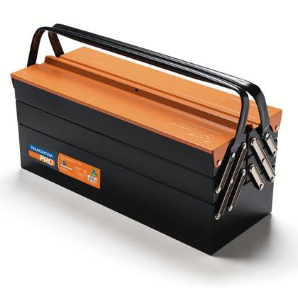 Caixa ferramenta 5 gaveta montada com 57 peças preta e laranja