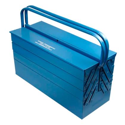 Imagem de Caixa Ferramentas Sanfonada 7 Gavetas Alças Fixas Fechamento para Cadeado Resistente Azul Marcon