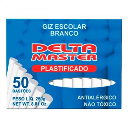 Imagem de Caixa Giz Escolar Branco Lousa Plastificado Cilíndrico Atóxico 100 unidades