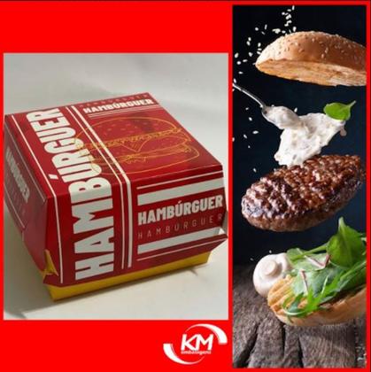 Imagem de Caixa hambúrguer vermelha c/50 unid. - embalagem delivery (16225)