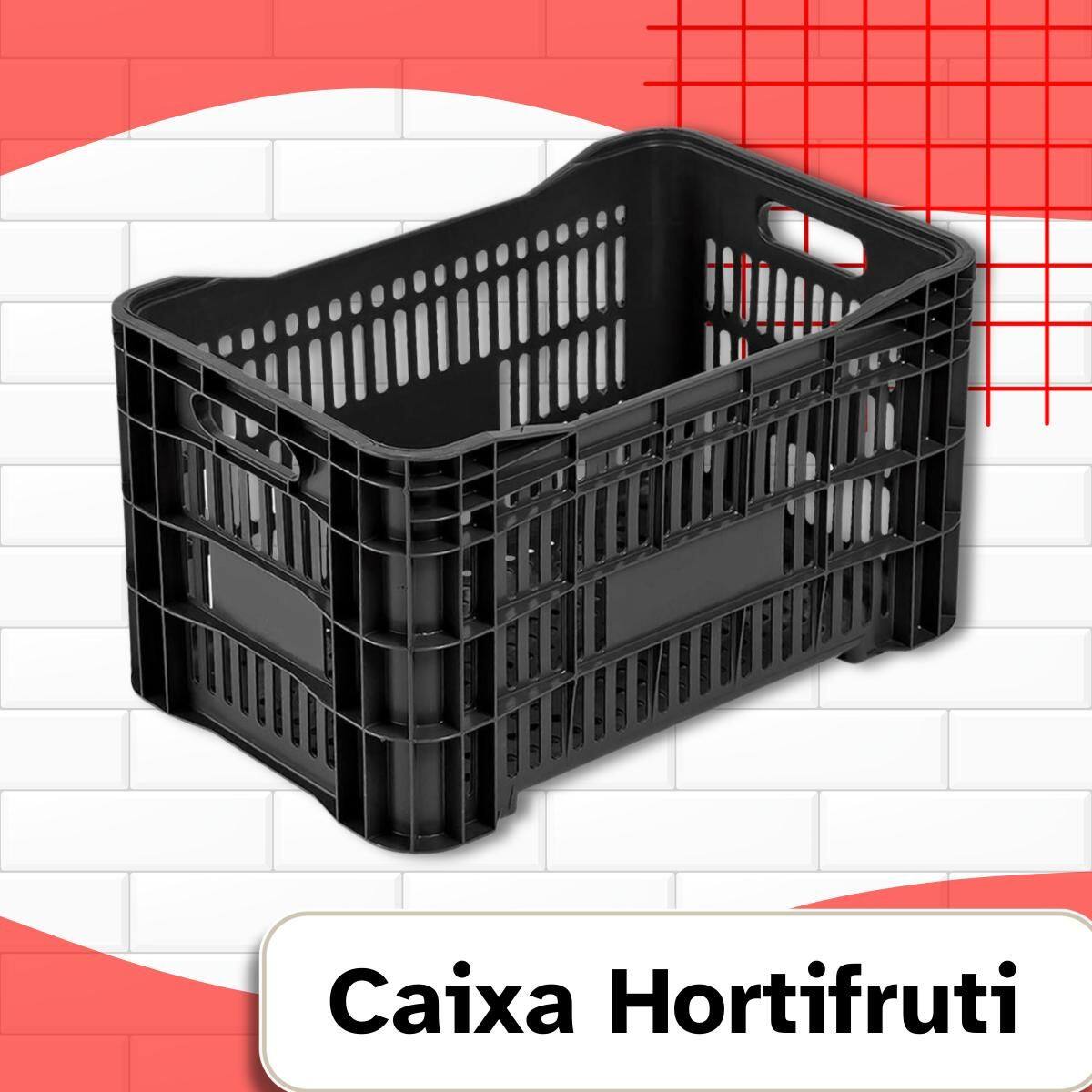 Imagem de Caixa Hortifruti Plastico Agricola 55cmx36cm 50 Lts - Preto