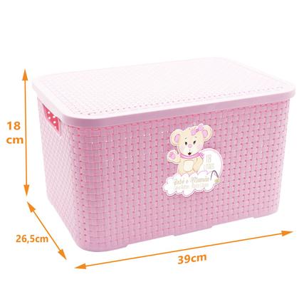 Caixa Infantil 18L Bebê Mamãe Organizadora Rosa Resistente - Monte